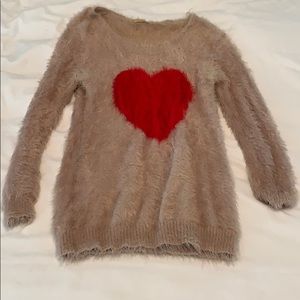 Fuzzy heart sweater